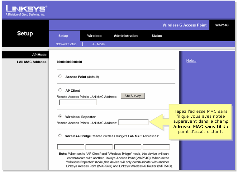 Assistance officielle Linksys Configuration d’un point d’accès comme