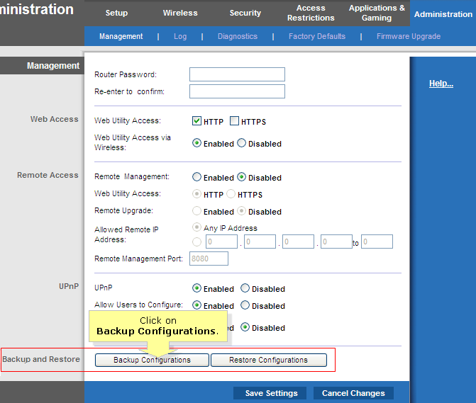linksys router settings