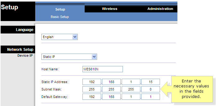 Linksys Router Setup Subnet Mask