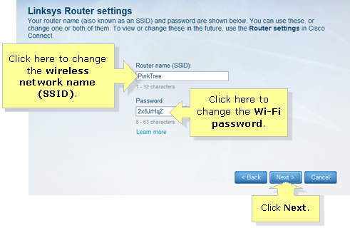 need username and password to connect wifi linksys e2500