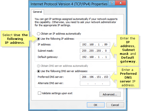 Static Ip Address Vista Router