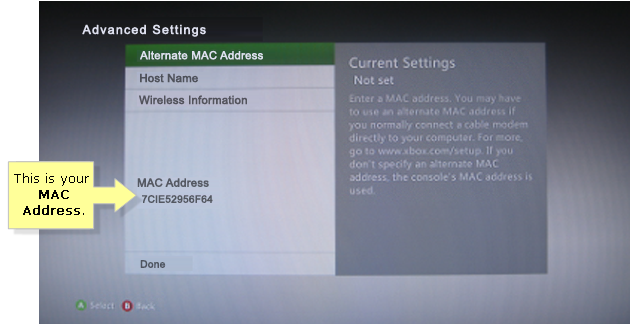 xbox 360 alternate mac address