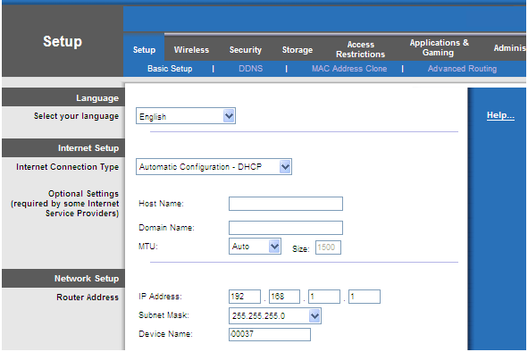 router configuration settings