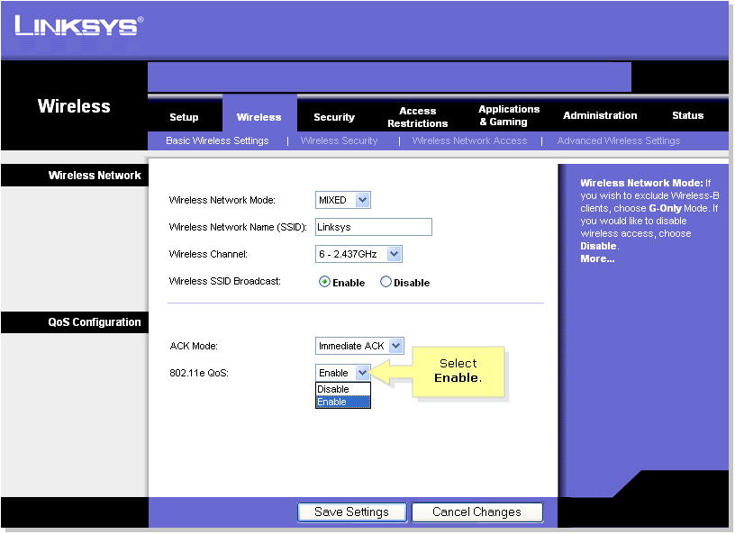 Linksys Official Support Implementing Wireless QoS on a Linksys Router