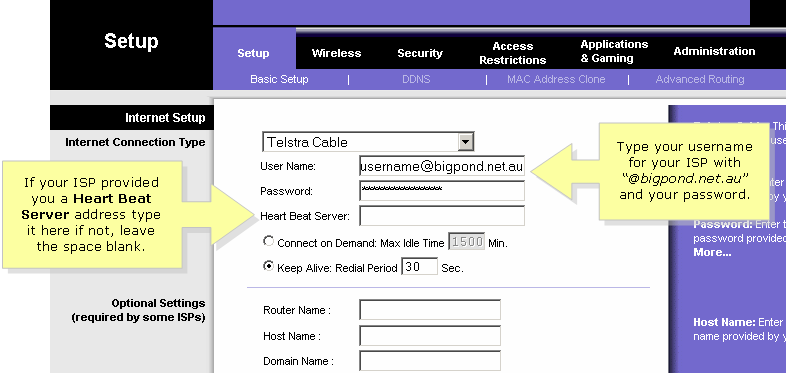 Linksys Official Support Setting Up A Linksys Router With A Telstra Cable