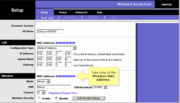 configuring linksys e1200 as access point